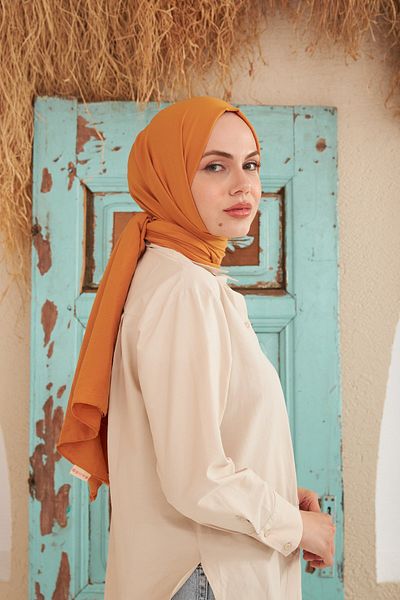 İpekhan Rise Cotton Shawl Pumpkin Orange 9500-14