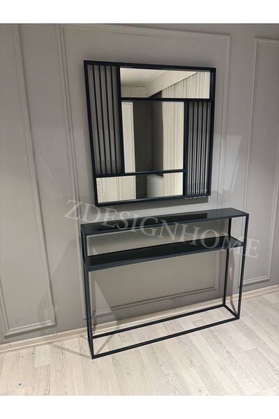 zdesignhome 90 Cm Ayna + 90x20x120 Cm Dresuar Takım Antrasıt Grı