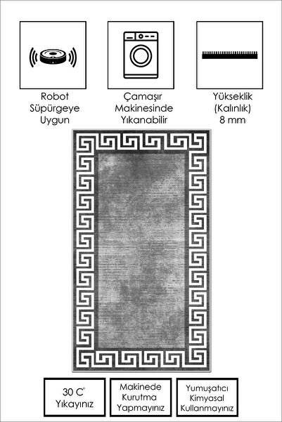 West Home Machine Washable Non-Slip Base Stain Resistant Oval Runner Gray Cutting Runner for Home Decoration