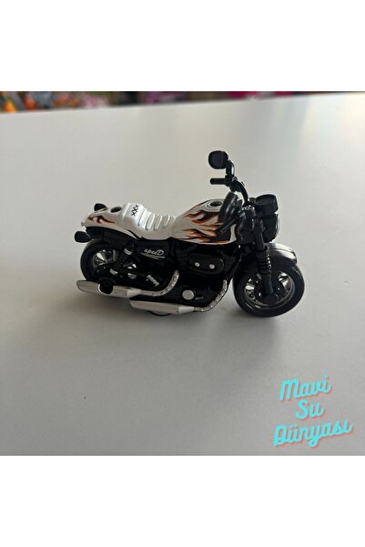 mavi su dünyası Çek Bırak Metal Küçük Boy Beyaz Renk Motosiklet 7 Cm