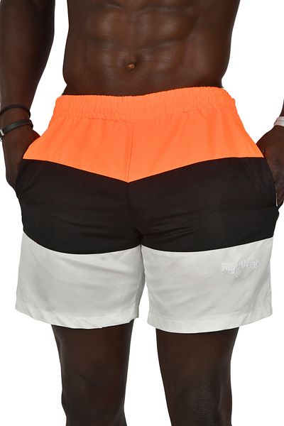 DeepSEA Pantaloni scurți de baie cu bucăți, portocalii, cu uscare rapidă, pentru bărbați2403002