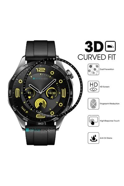 Dolia Huawei GT 4 - 46 mm, Screen Protector, 3D Full Cover Curved PPMA Nano Glass