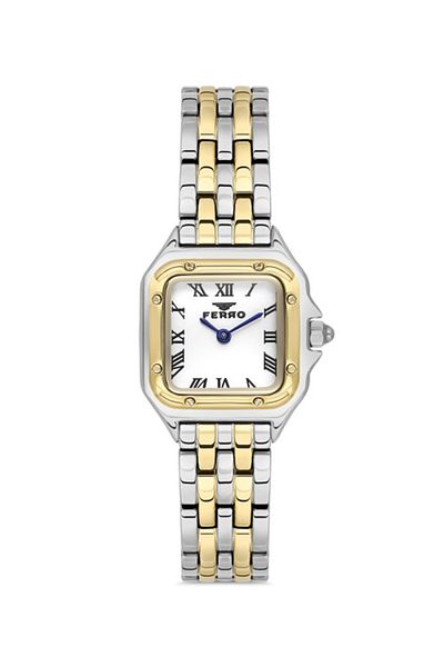 FERRO 23 mm Quartz Women's Wristwatch - Steel Gold/Grey
