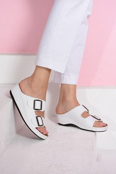 AlbiShoes Papuci confortabili pentru femei cu talpă moale cu bretele duble - Design anatomic pentru acasă și în aer liber