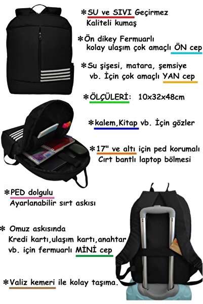 USF Notebook Computer 17'' Pad Protected Laptop Backpack Water and Liquid Proof Fabric