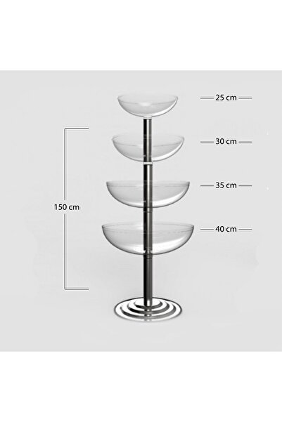 Blue Concept Dörtlü Metal Ayaklı Fanus Stant Ürün Teşhir Havuz Görsel Standı