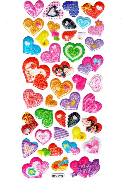 Limmy Αυτοκόλλητο Heart Colorful 18x9cm - Αυτοκόλλητο Planner με αστραφτερό ανάγλυφο (Dfh027)