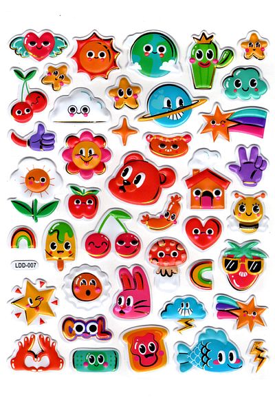 Limmy Αυτοκόλλητο World Flower Fish - Αυτοκόλλητο Planner με ανάγλυφο Ldd007-24x19cm