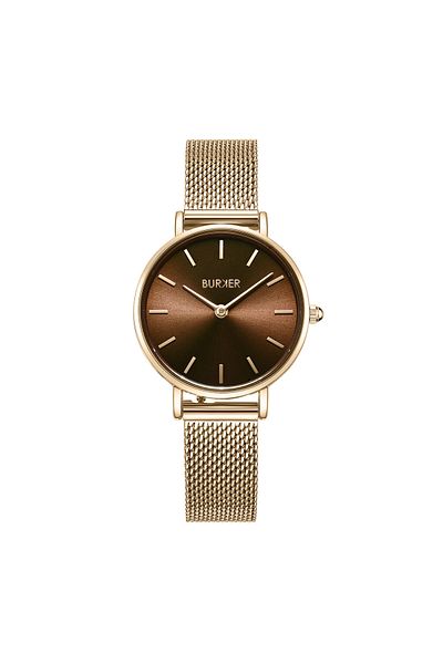 Burker Damenuhr Ruby Petite Gold Braun Mesh