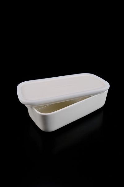 ACAR Nora Collection White Porcelain Rectangular Bowl with Lid - 19 Cm SCT-06162