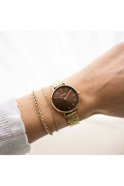 Burker Damenuhr Ruby Petite Gold Braun