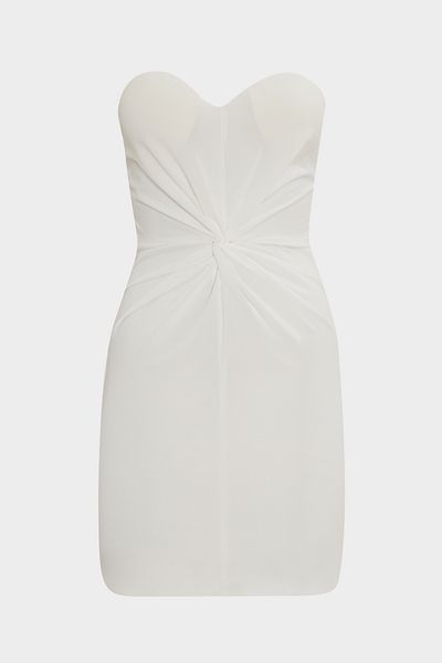Açelya Okcu Strapless Premium Women's Mini Dress - Knot Detailed