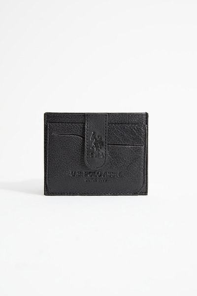 U.S. Polo Assn. ΒΑΣΗ. POLO ASSN. 7607 - Γνήσιο δέρμα Μαύρη θήκη για πορτοφόλι