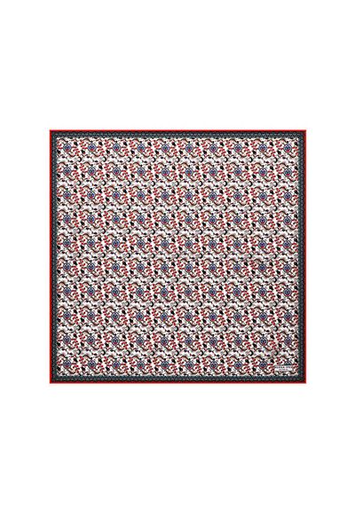 Bursa İpek Tulip Patterned Red-Black Silk Handkerchief