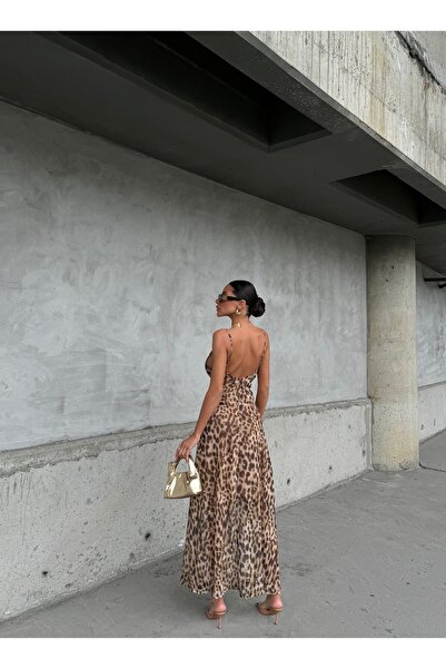 Ekim Store Leopard Patterned Tulle Strap Dress