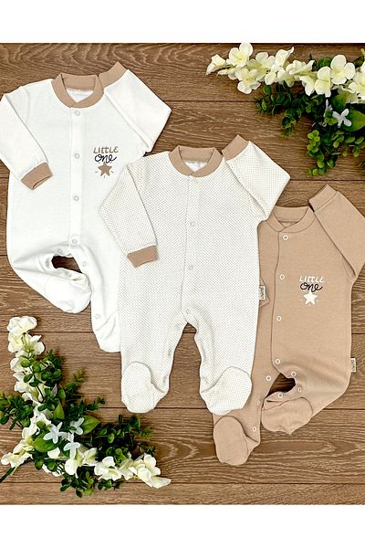 Renkli Puset 3-Piece Organic Cotton Rompers Set for Newborn Baby - Polka Dot Spotted