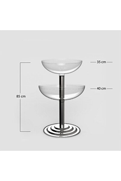 Blue Concept İkili Metal Ayaklı Fanus Stant Ürün Teşhir Havuz Görsel Standı