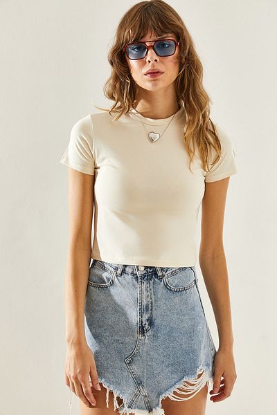 Bianco Lucci Dámské tričko Crew Neck Crop -60251338