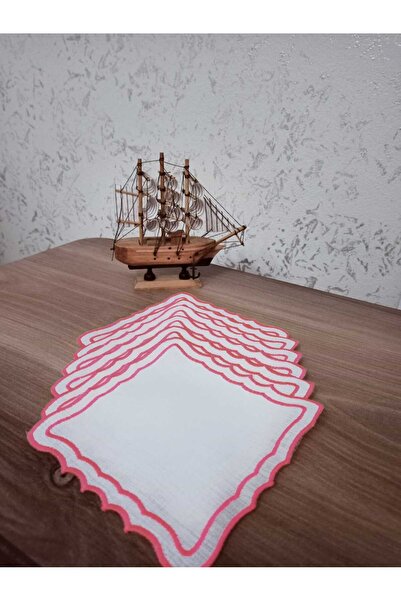 HİFA HOME 6 Pieces Fuchsia Colored Cocktail Coffee Serving Napkin