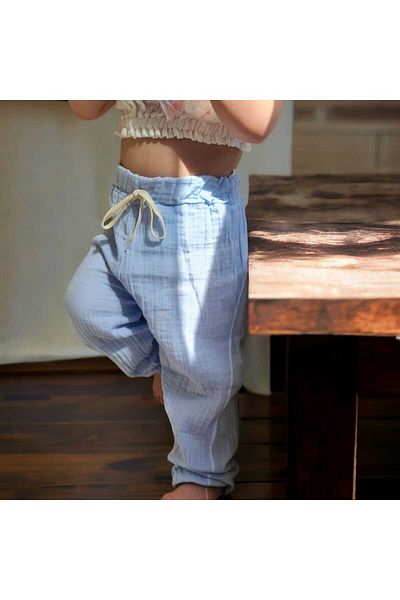 BEBEĞİME ÇORAP Organic Muslin Baby and Kids Trousers - Elastic Leg