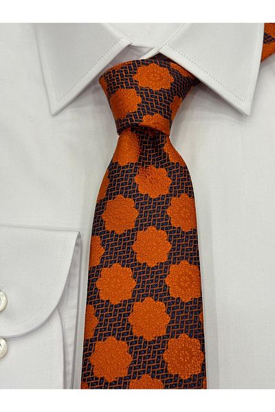 Pierre Cardin Pierre Cardin Woven Patterned Navy Blue Tile Tie