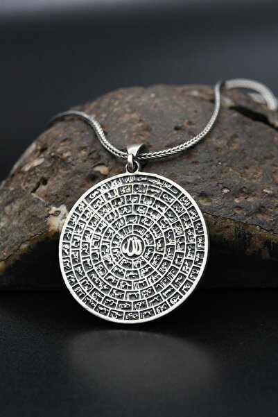 Prestige Esma-ül Hüsna (ALLAHIN 99 ISMİ) Yazılı 925 Ayar Gümüş Erkek Kolye Zi...