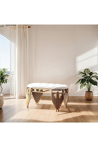 ZELENSA Metal Gold Puf Ultra Lak Kaplama Puf Baby Face Kumaş