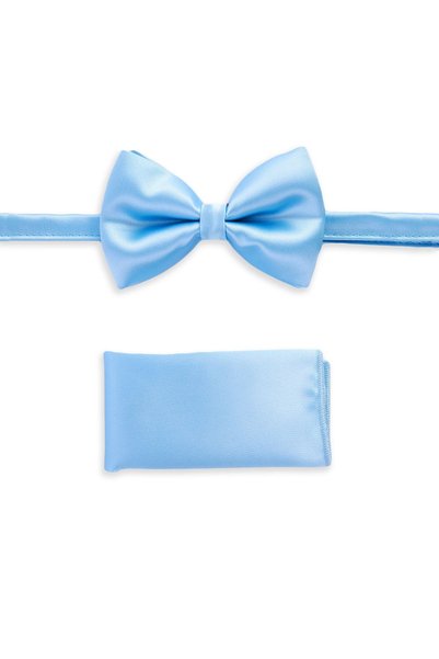 Hatemoğlu Satin and Bow Tie Blue Handkerchief Set