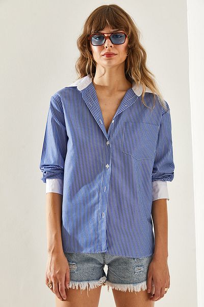 Bianco Lucci Boyfriend Shirt - Women's, Back Garni Detail, 444960251330