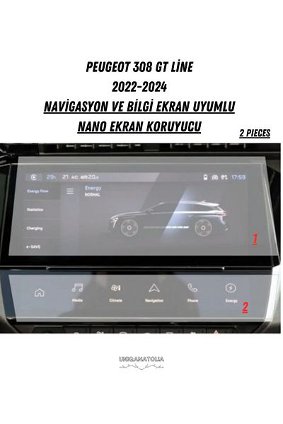 UniqAnatolia Peugeot 308 Gt Line Navigation and Information Display Compatible Nano Screen Protector 2022 2024