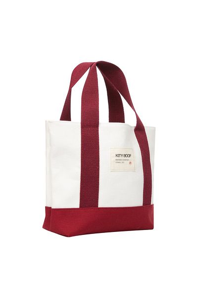 Kity Boof Stamboll Burgundy-White Canvas Tote Bag