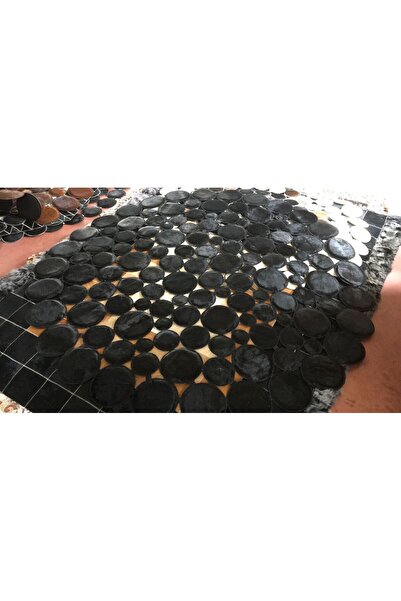 Victory Leather Carpet Dekoratif ital  dana derisi black siyah