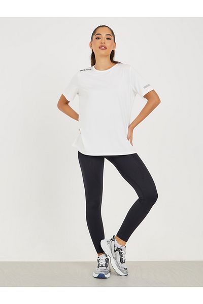 Styli Shoulder Seam Text Reflective Detail Top
