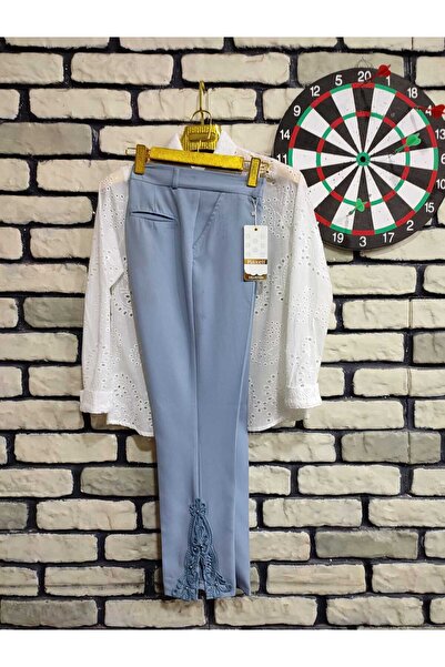 paça dantel tetaylı kumaş pantolon