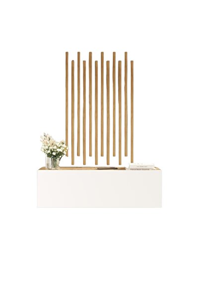 L'occi Concept Jeeva Ahşap Çıtalı Dresuar Set Hol Antre Çam-Beyaz JV12-AW