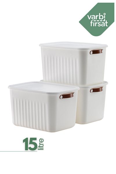 Varbifırsat Boxify White - 15 Lt 2 Pieces, Multi-Purpose Organizer Box with Lid and Organizer