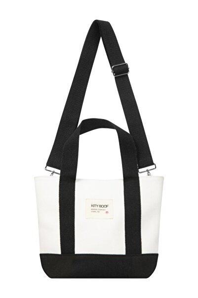 Kity Boof Stamboll Kanvas Tote Çanta Siyah-Beyaz