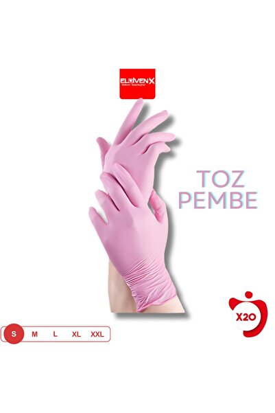 Medicalx Toz Pembe Nitril Muayene Eldiveni Pudrasız 100 lü Paket - Small (20 ...