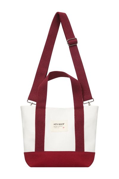 Kity Boof Stamboll Burgundy-White Canvas Tote Bag