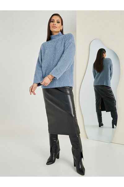 Styli Oversized High Neck Fuzzy Yarn Sweater