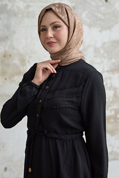 InStyle Μαύρο Φόρεμα Ayrobin - Guipure Λεπτομερές