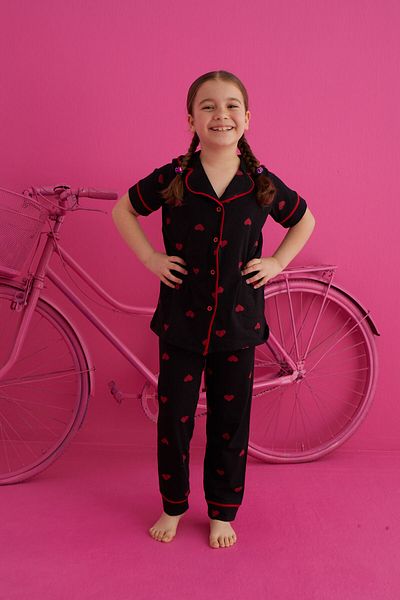 ELİTOL Set de pijama cu nasturi din lycra din bumbac