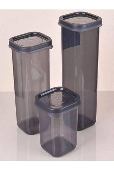 GameFruy Smoked 3-Piece Square Storage Set - Food and Jar Container