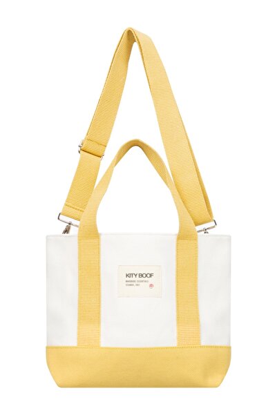 Kity Boof Stamboll Kanvas Tote Çanta Sarı-Beyaz