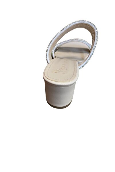 AYEM Жіночі капці з товстим каблуком і деталями з каменю