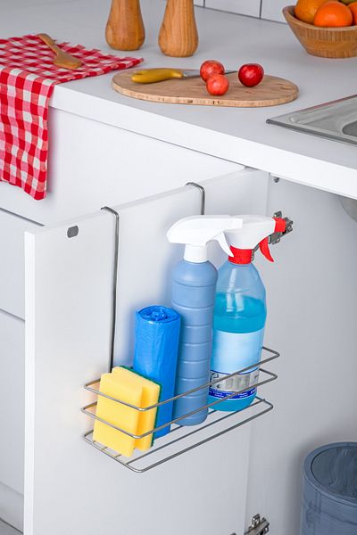 Kitchen Store Θήκη απορρυπαντικού ντουλαπιού από χρώμιο μεταλλικό ντουλάπι Κρεμάστρα που εξοικονομεί χώρο στη θήκη απορρυπαντικού πιάτων