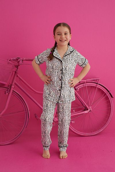 ELİTOL Set de pijama cu nasturi din lycra din bumbac