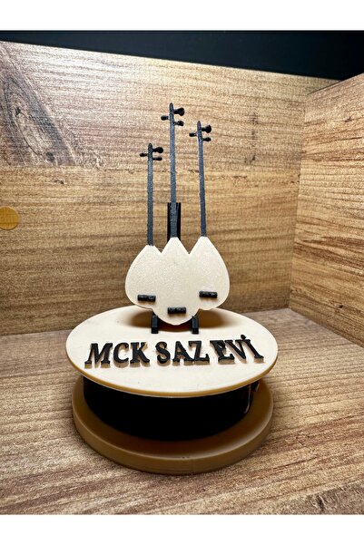 MCK AKADEMİ SAZ EVİ Mck Bağlama Üçlü Modeli Kahverengi Mızrap Kutusu Süs Hediyelik Bağlama Kutusu