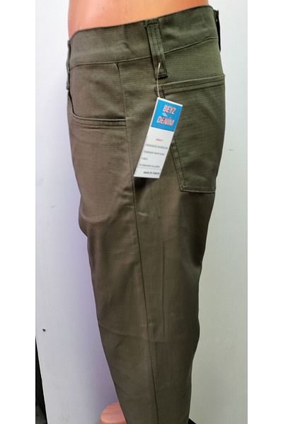 BeyzDenim Χακί Λινό Καλοκαιρινό Παντελόνι - Κλασικό Τζιν, Plus Size