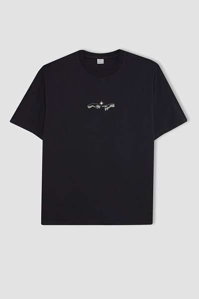 DeFacto Oversize Wide Fit Crew Neck Printed Short Sleeve T-Shirt C7165Ax24Sm